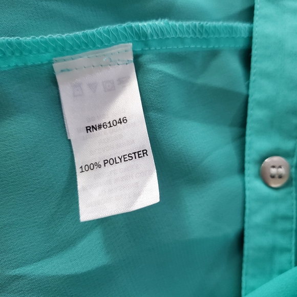 Vanity 2XL Sheer Mint Green Pleated Pintuck Tunic Longsleeved Blouse Top - Picture 7 of 10